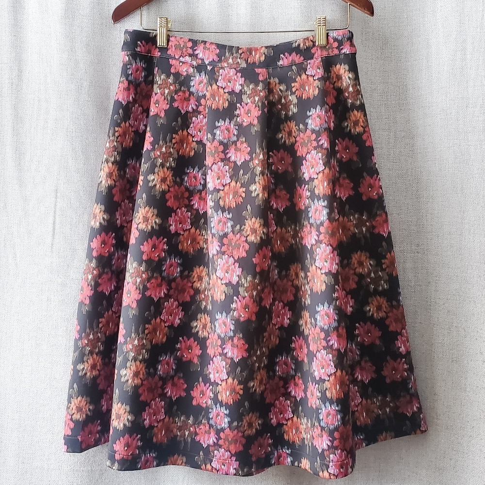Abercrombie & Fitch Floral Print Pleated Circle Midi Skirt size L